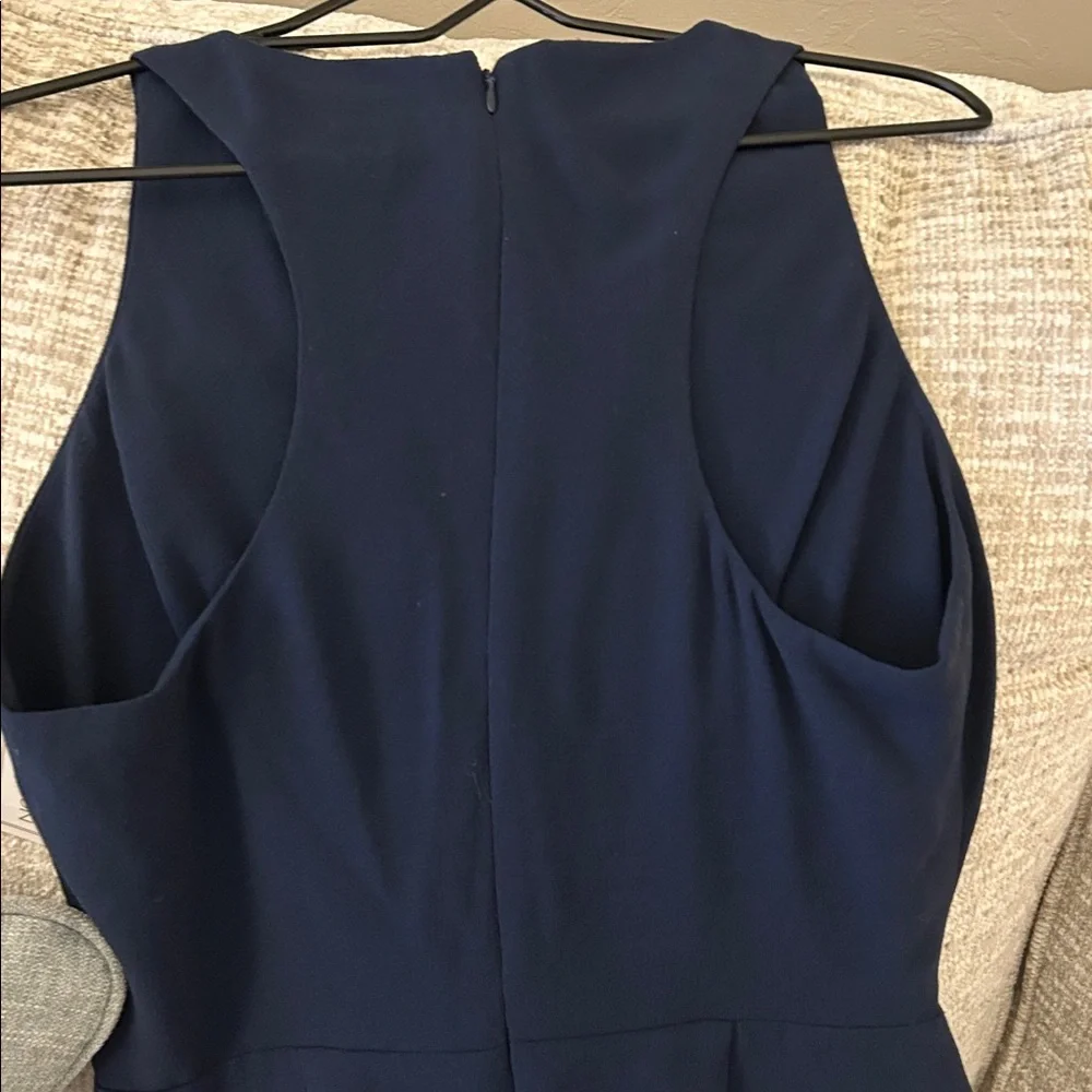 NWT- Dress the Population Navy Blue Sleeveless Faux Wrap Plunge Maxi Dress - Picture 8 of 9